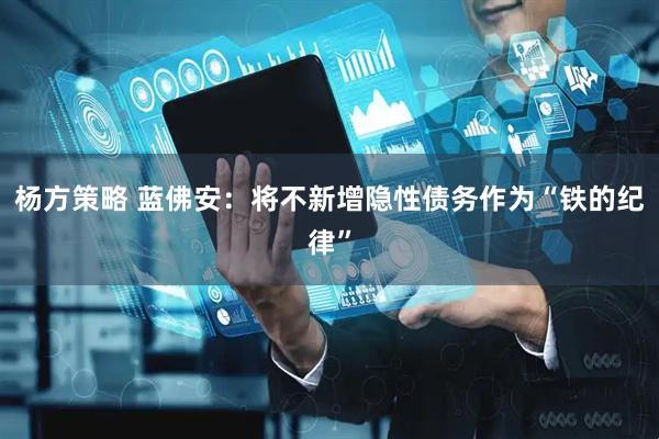 杨方策略 蓝佛安：将不新增隐性债务作为“铁的纪律”